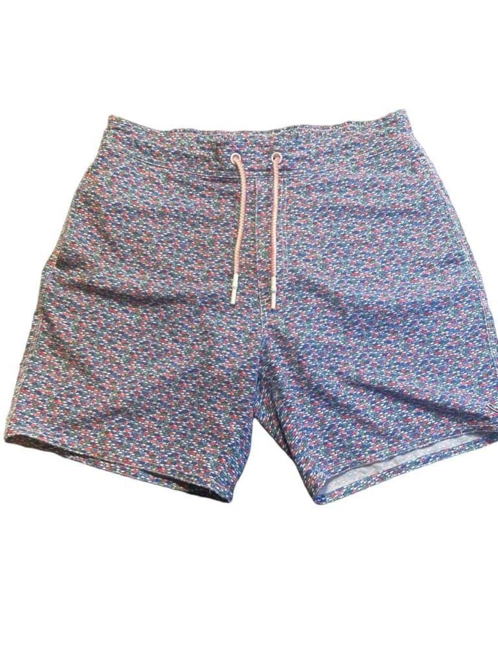 Johnnie-O Men's Red Fin Blue Fin Half Elastic Swim Trunks Surf Shorts Size M
